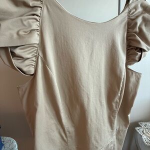 Paul & Joe Sister Tan Dress with Puff Sleeves